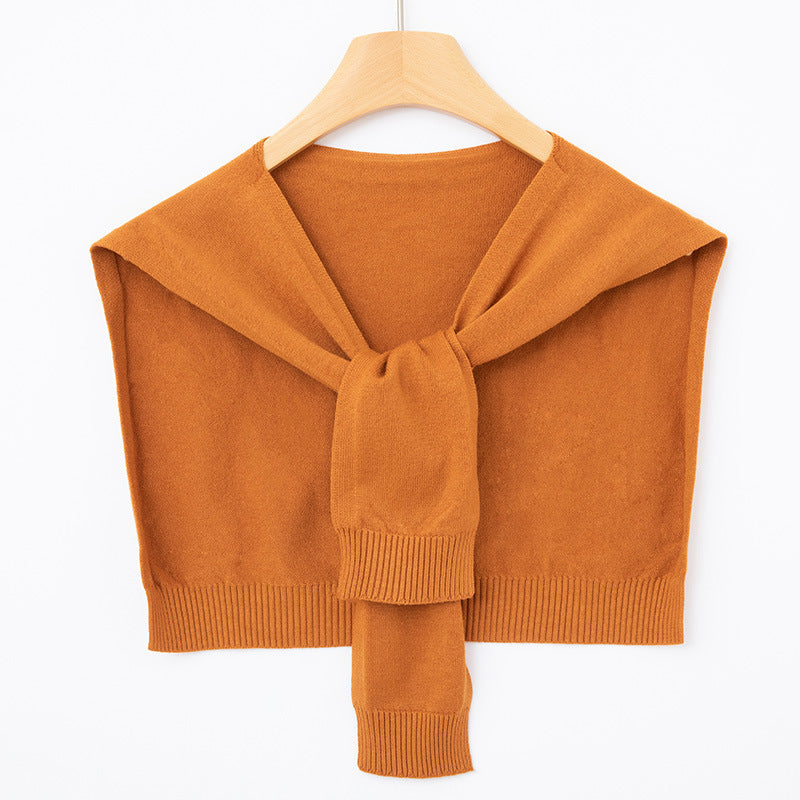 Ingrid-Olive | Women's Knit Wrap Shoulder Warmer with Tie Front