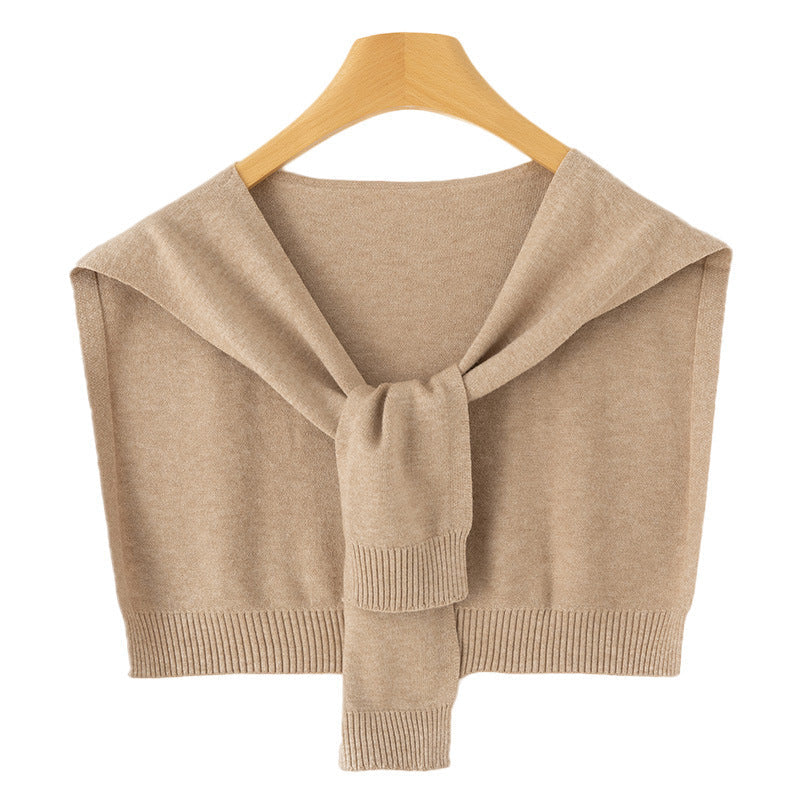 Ingrid-Olive | Women's Knit Wrap Shoulder Warmer with Tie Front