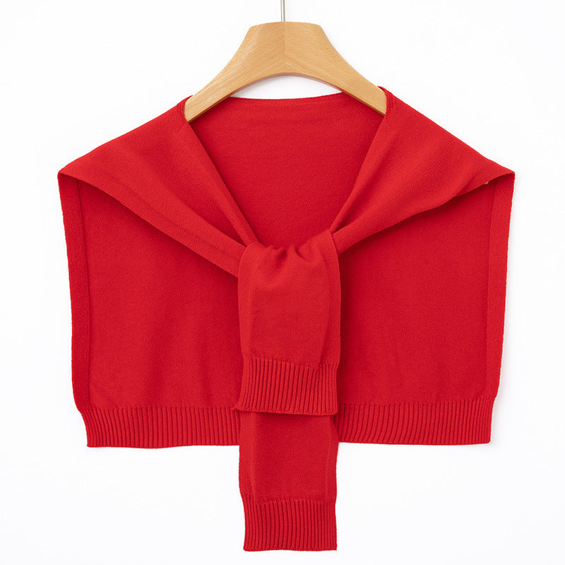 Ingrid-Olive | Women's Knit Wrap Shoulder Warmer with Tie Front