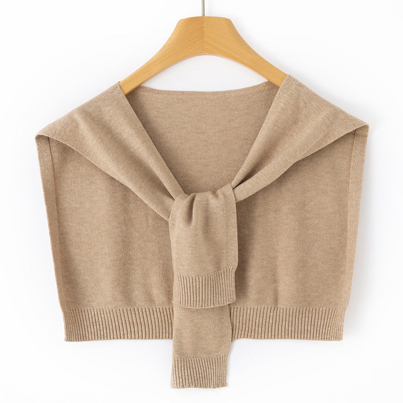 Ingrid-Olive | Women's Knit Wrap Shoulder Warmer with Tie Front