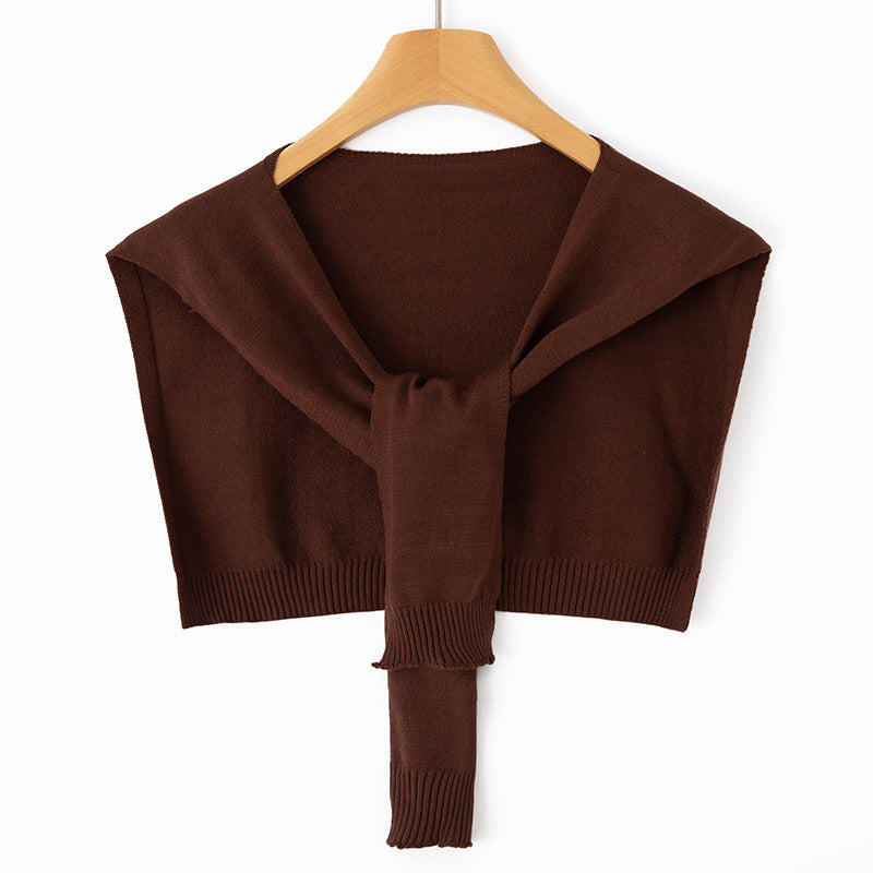 Ingrid-Olive | Women's Knit Wrap Shoulder Warmer with Tie Front