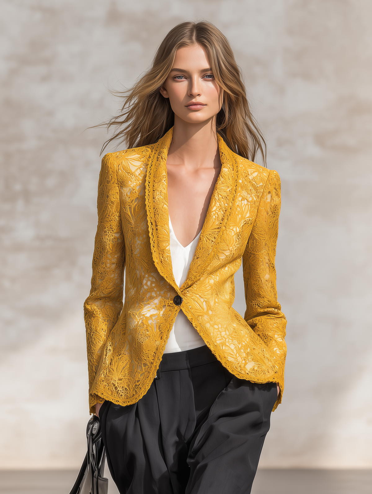 Winifred | Women's Lace Cut-Out Blazer with Notched Collar