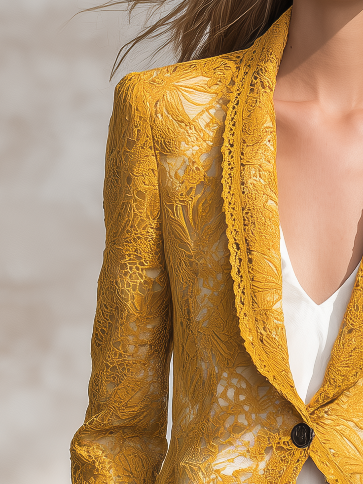 Winifred | Women's Lace Cut-Out Blazer with Notched Collar