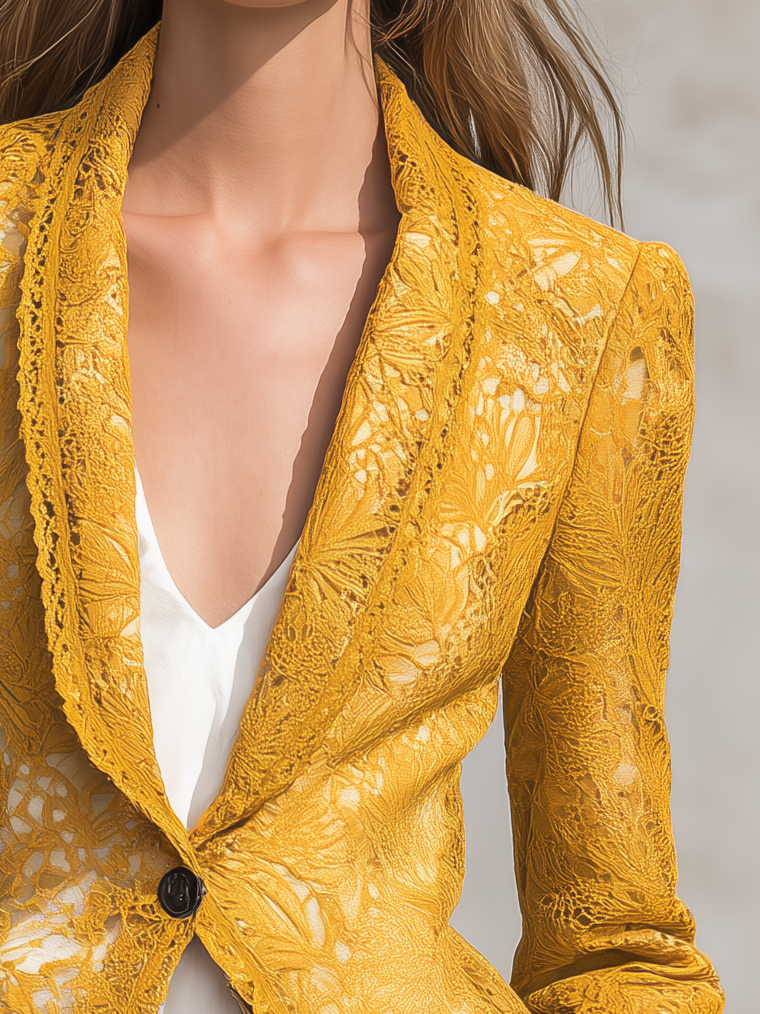 Winifred | Women's Lace Cut-Out Blazer with Notched Collar