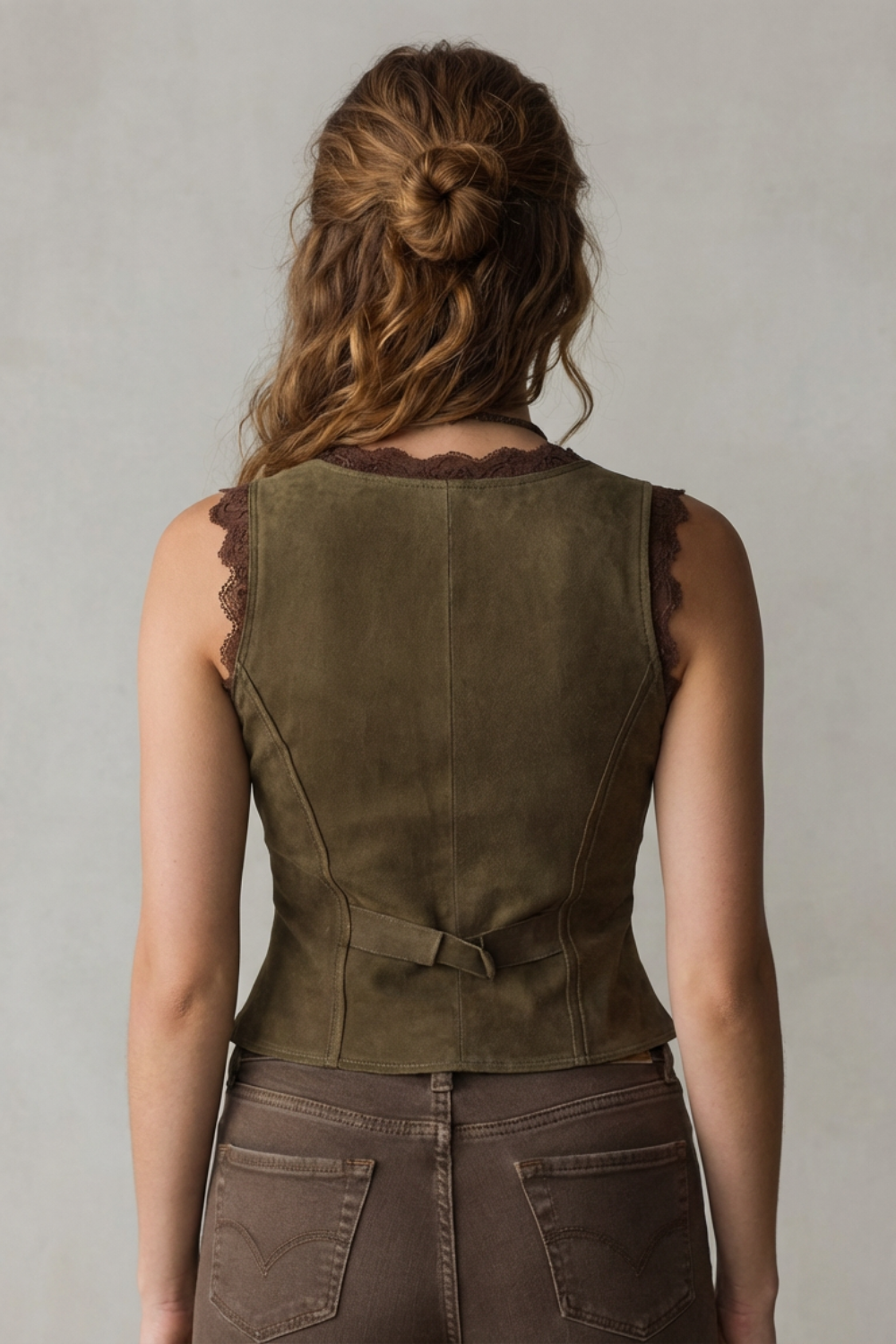 Rhea-Mabel | Women's Lace-Trim Button-Front Vest