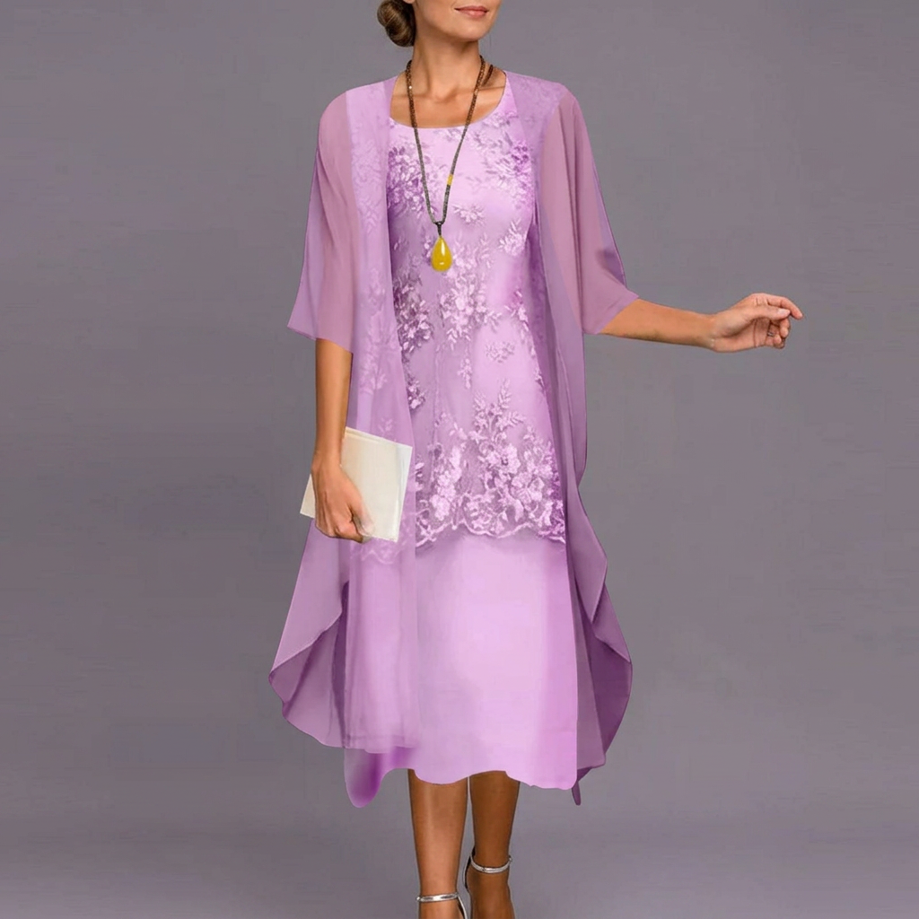 Rosemary-Opal | Women's Lace-Trim Chiffon Maxi Skirt Set
