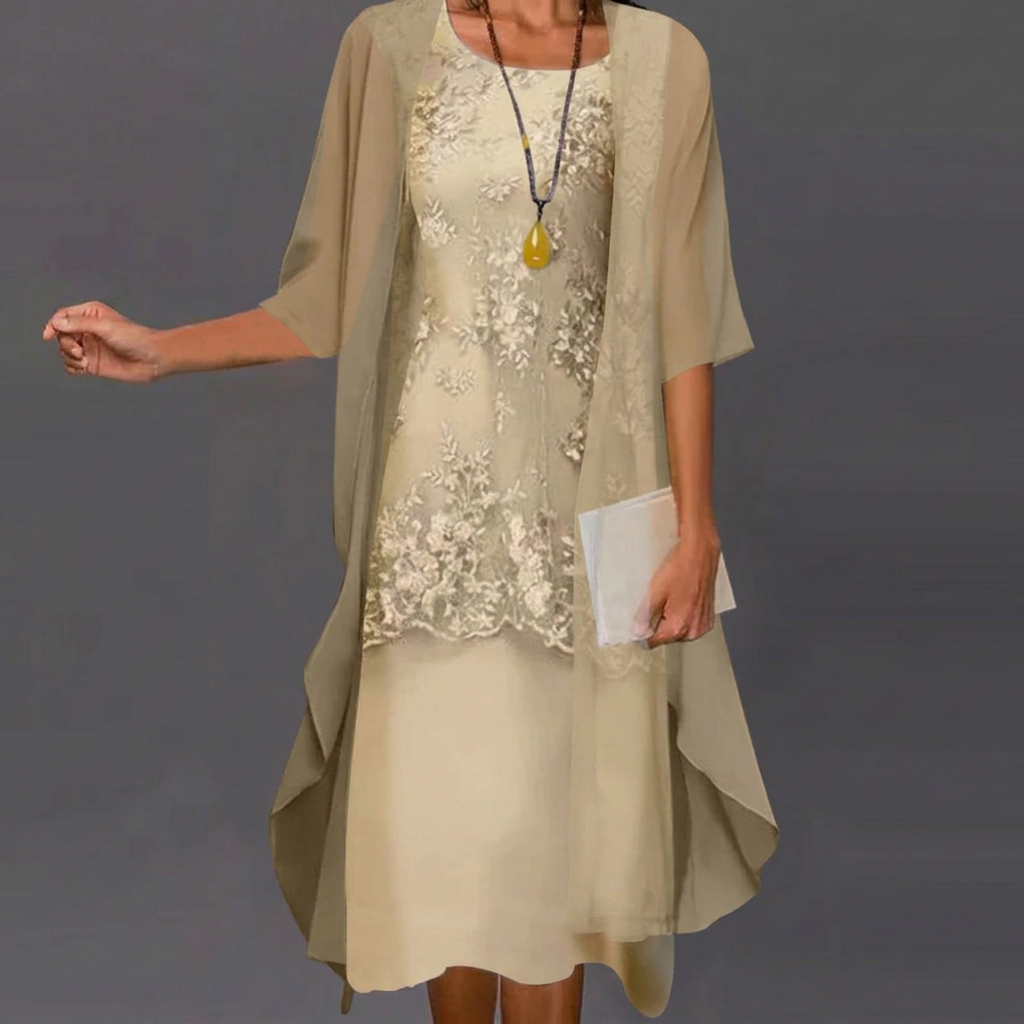 Rosemary-Opal | Women's Lace-Trim Chiffon Maxi Skirt Set