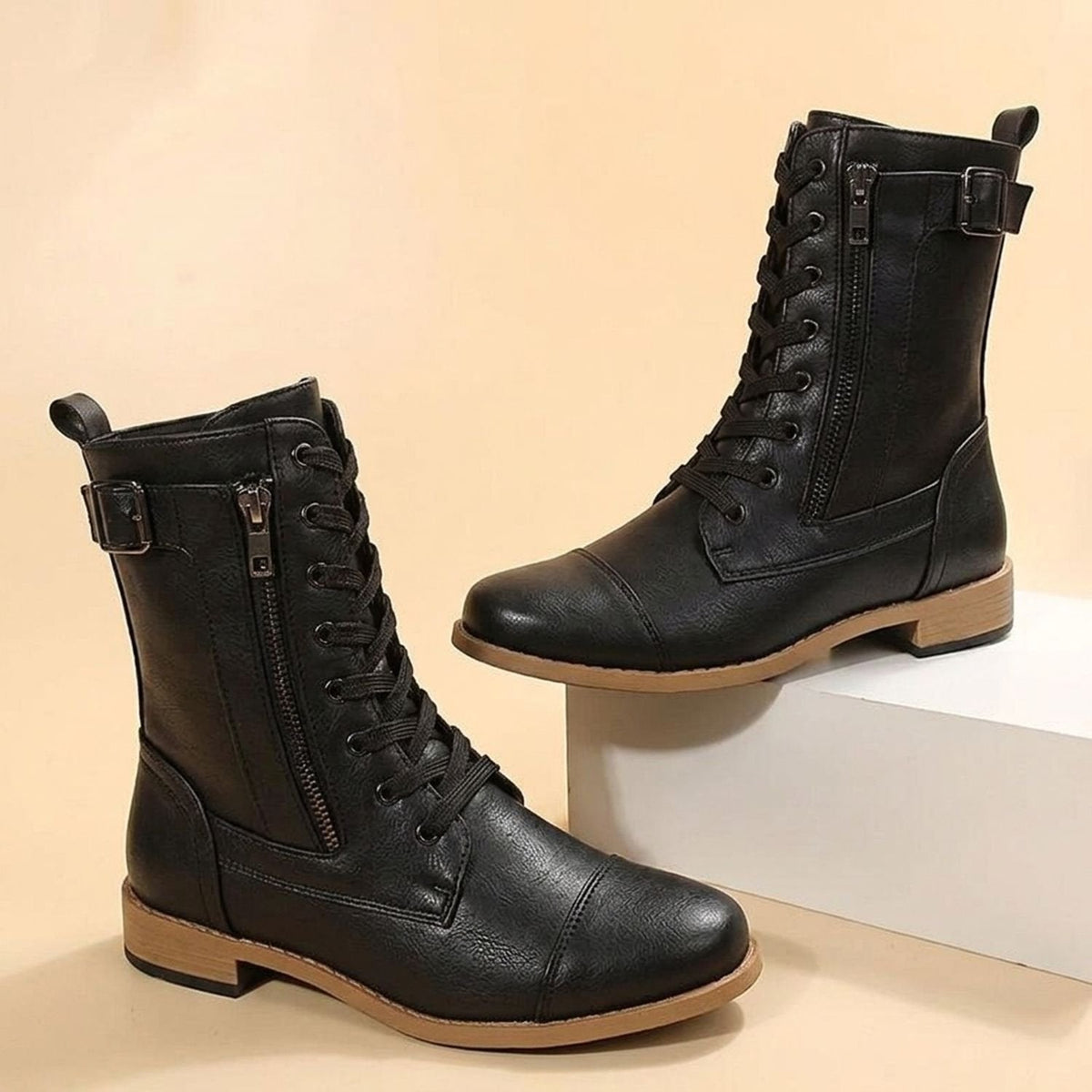 Frida-Adele | Women's Lace-Up Combat Ankle Boots