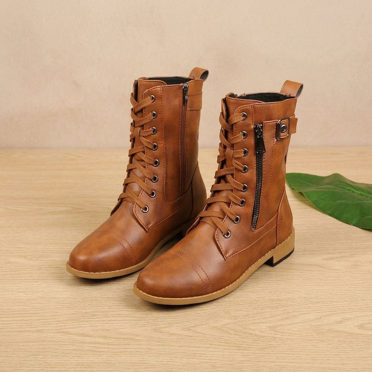 Frida-Adele | Women's Lace-Up Combat Ankle Boots
