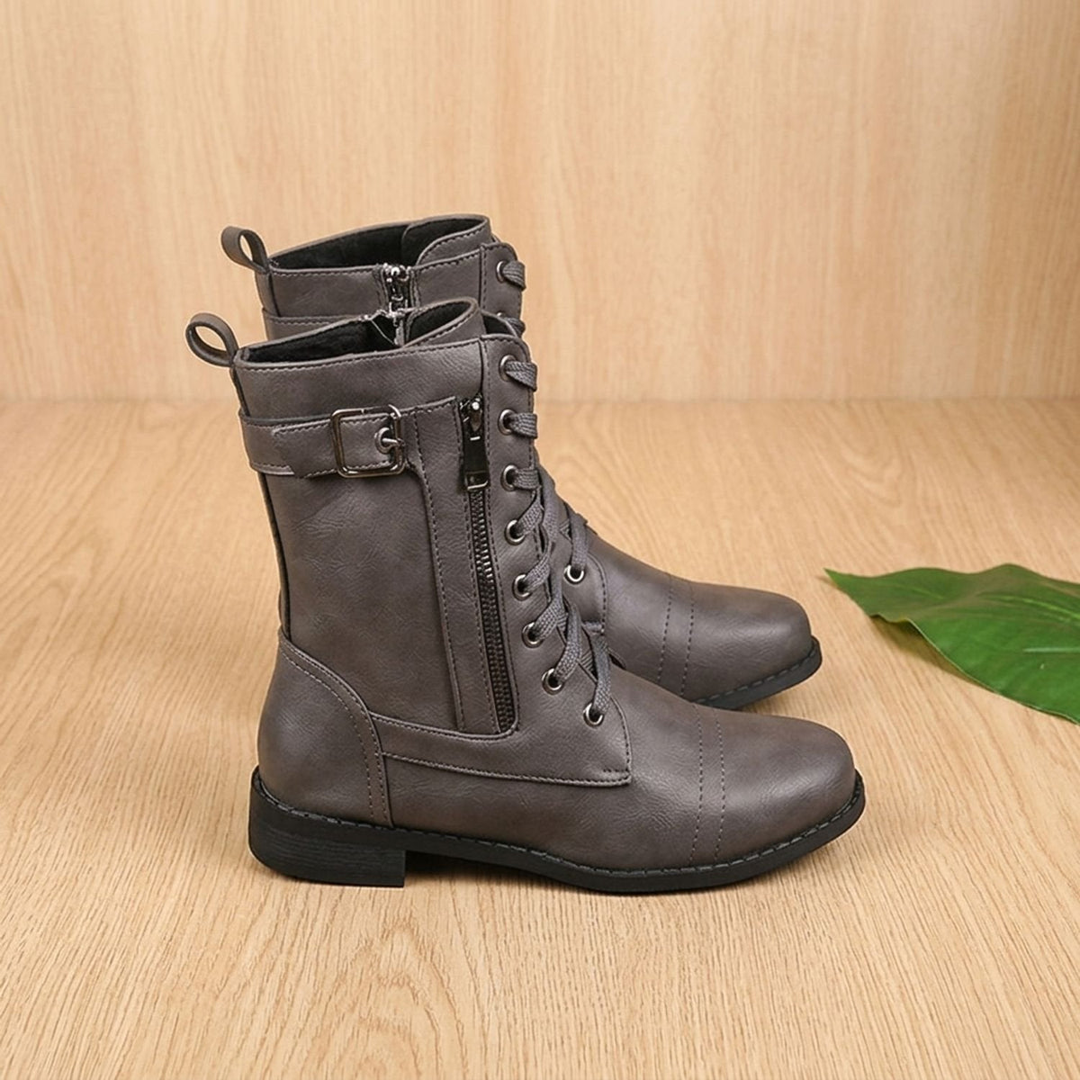 Frida-Adele | Women's Lace-Up Combat Ankle Boots