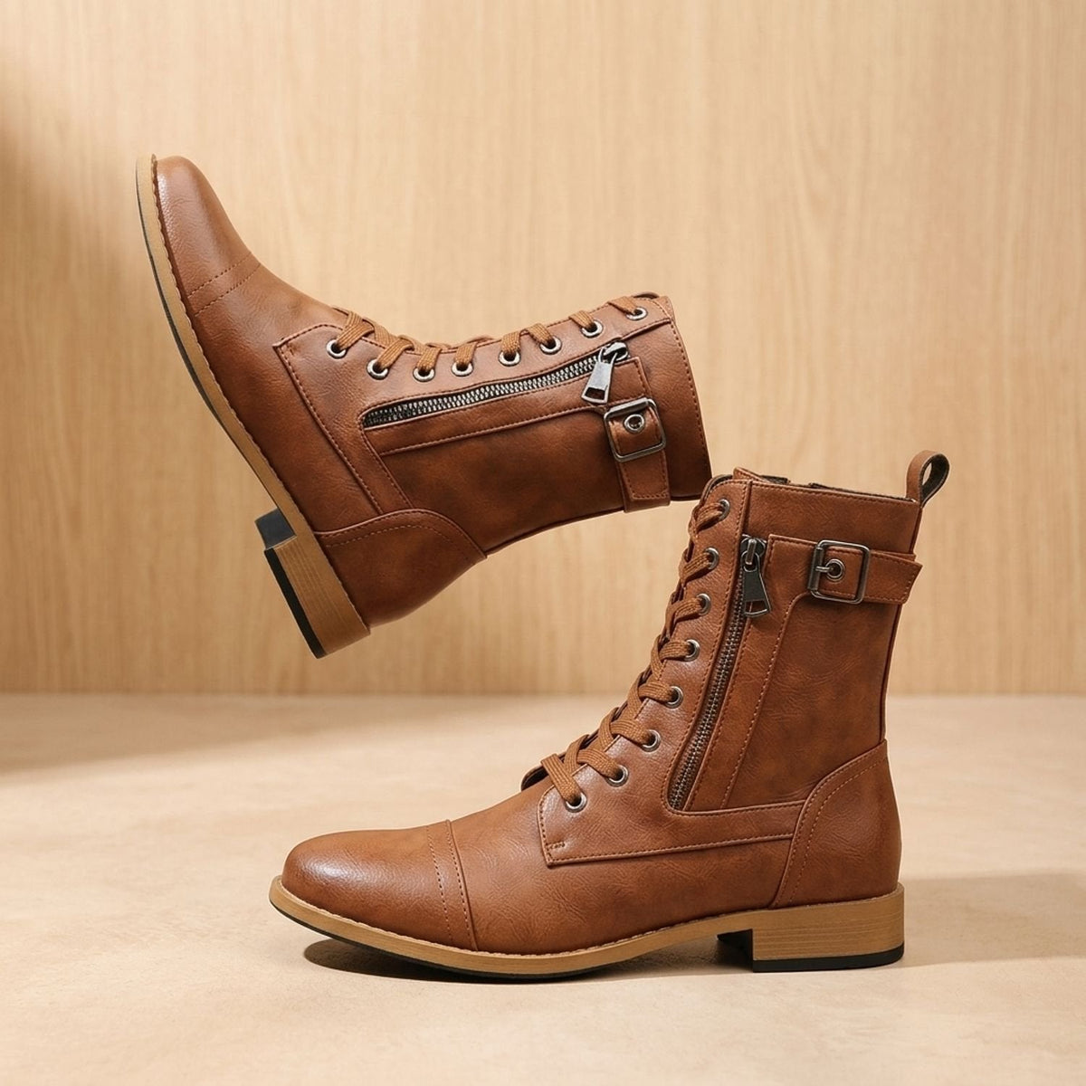 Frida-Adele | Women's Lace-Up Combat Ankle Boots