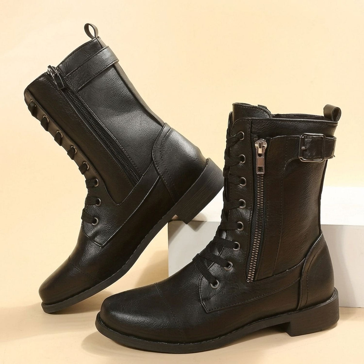 Frida-Adele | Women's Lace-Up Combat Ankle Boots