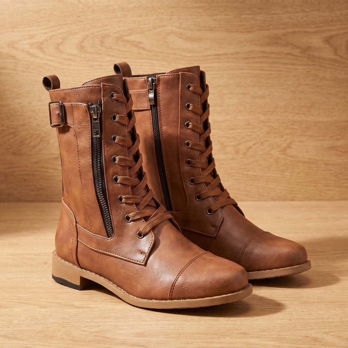 Frida-Adele | Women's Lace-Up Combat Ankle Boots