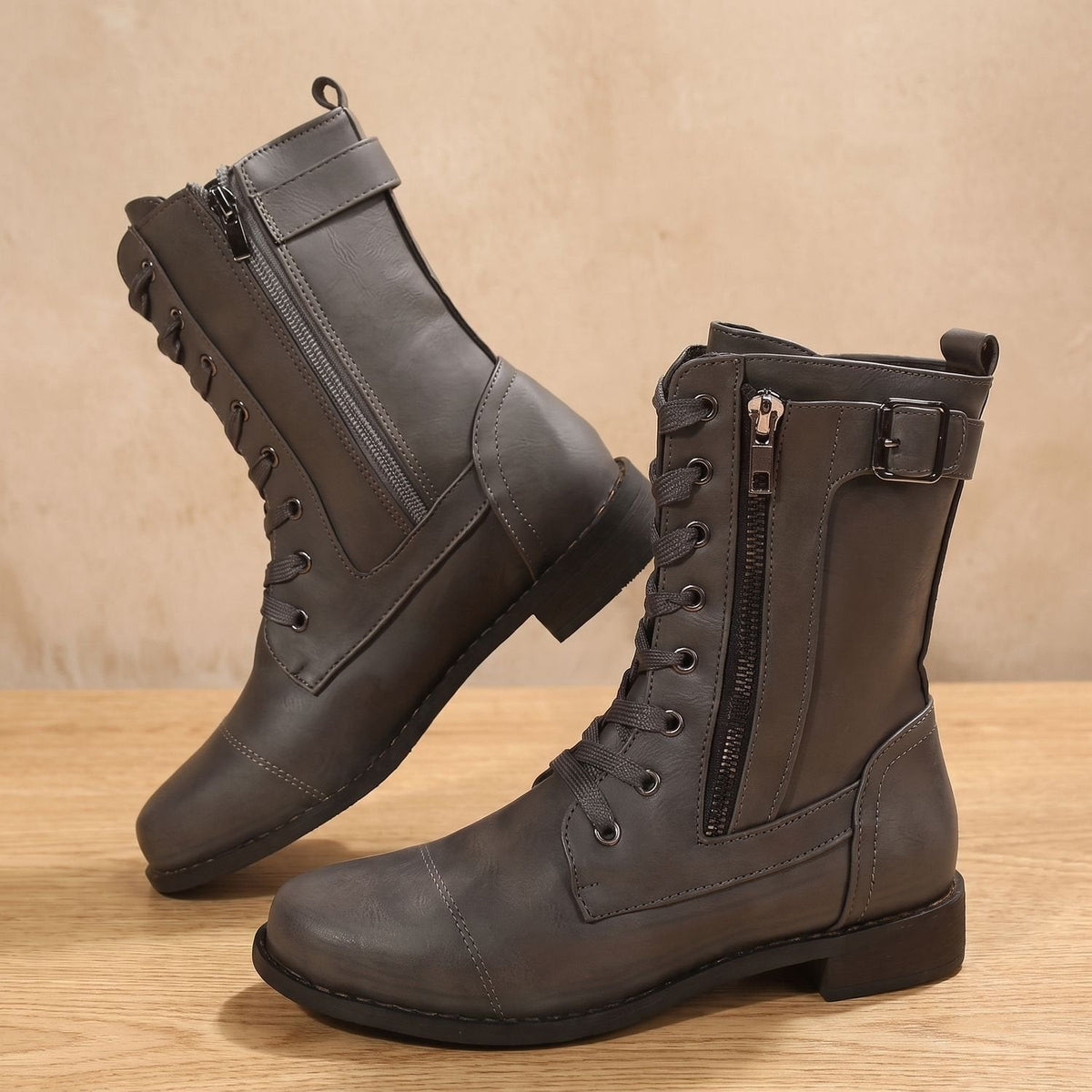 Frida-Adele | Women's Lace-Up Combat Ankle Boots