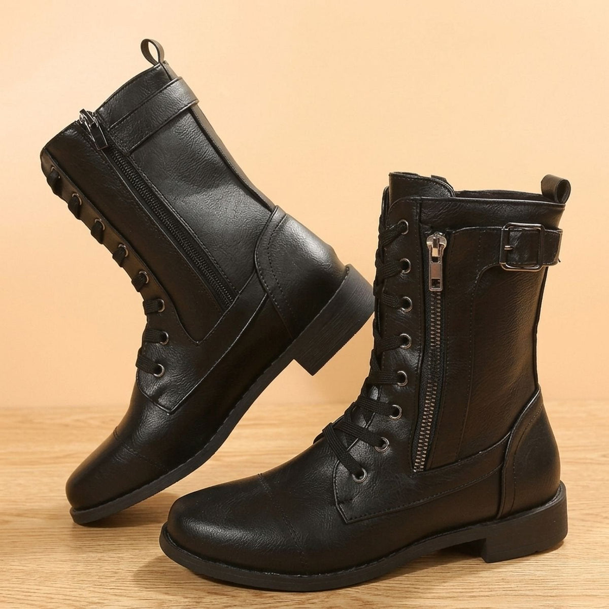 Frida-Adele | Women's Lace-Up Combat Ankle Boots