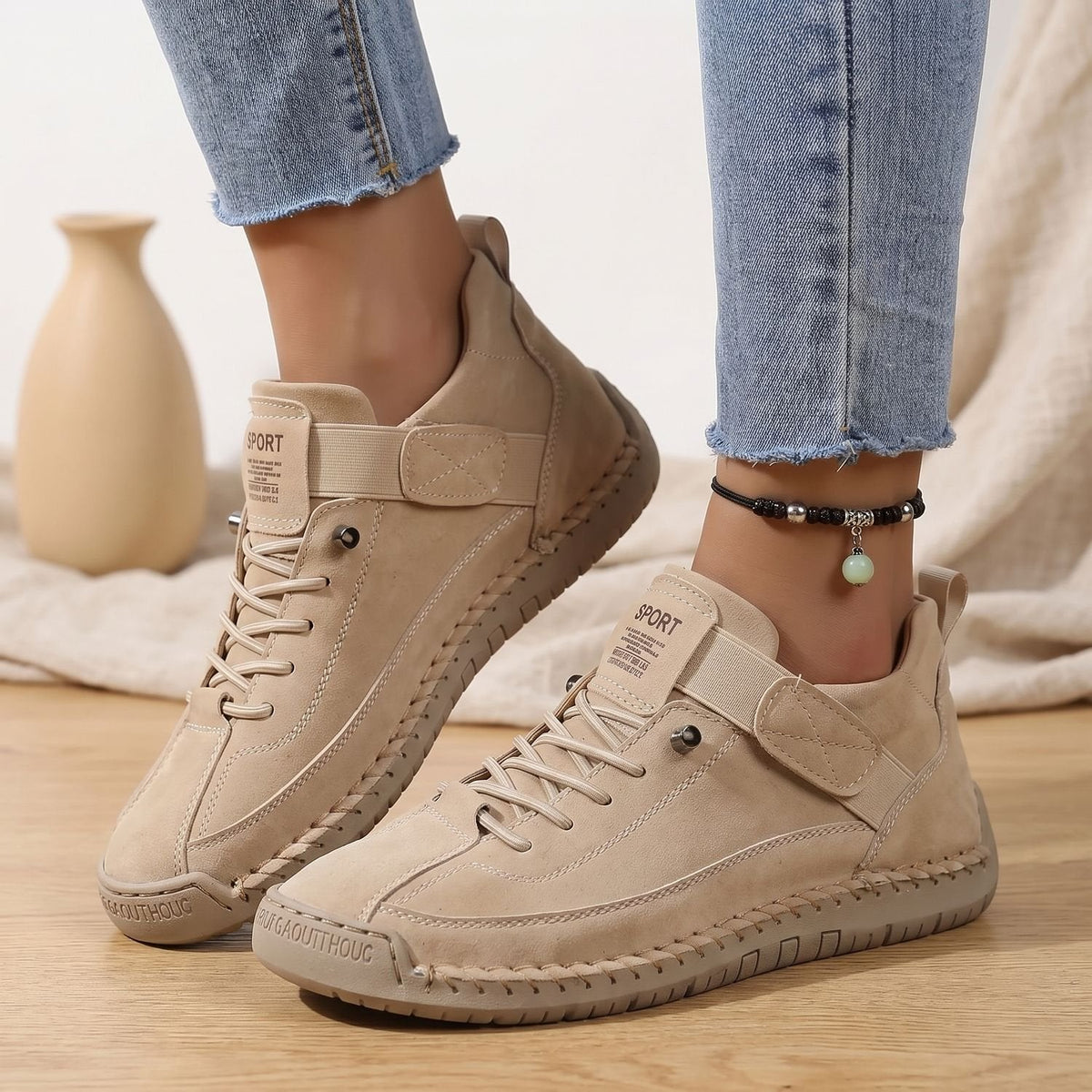 Eugenia-Ruth | Women's Lace-Up High-Top Cushioned Sneakers