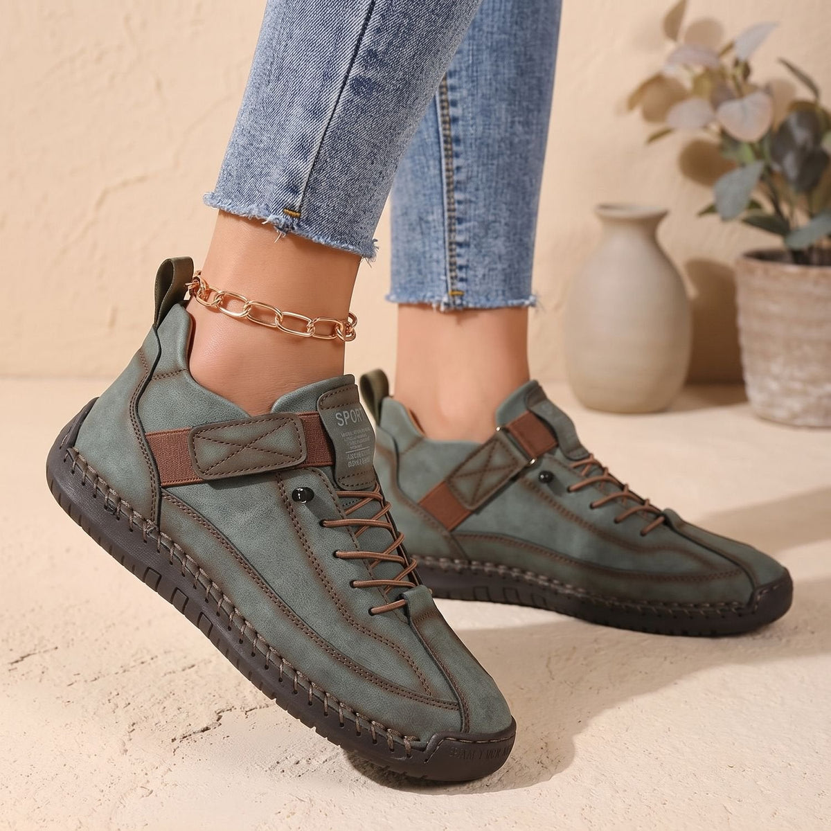 Eugenia-Ruth | Women's Lace-Up High-Top Cushioned Sneakers