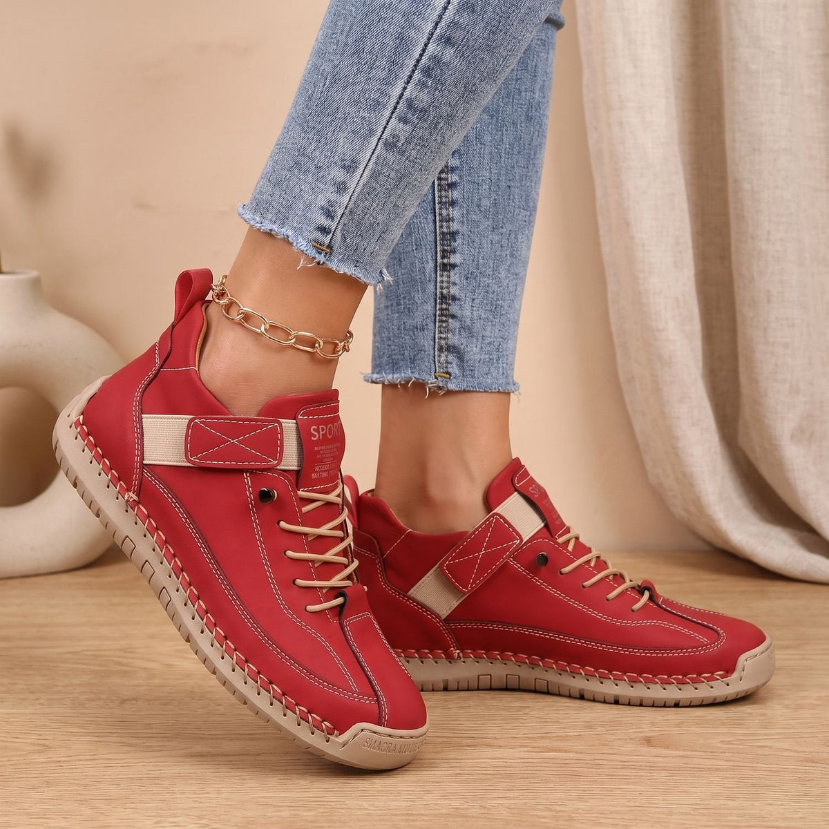 Eugenia-Ruth | Women's Lace-Up High-Top Cushioned Sneakers