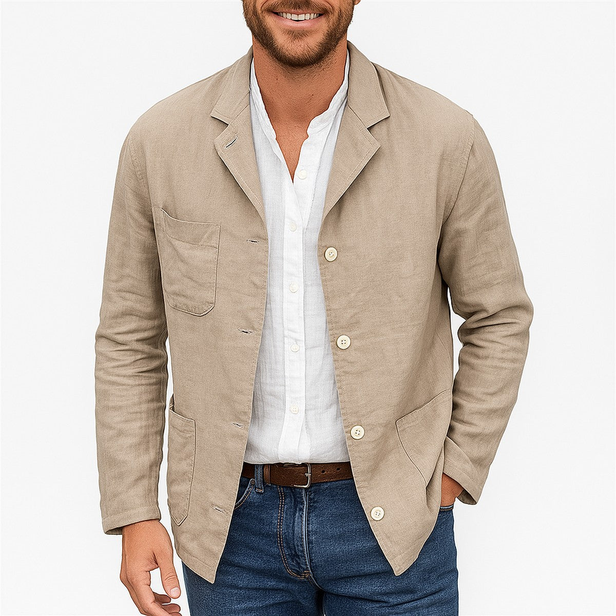 Nora-Mercedes | Women's Linen Short-Sleeve Tailored Blazer