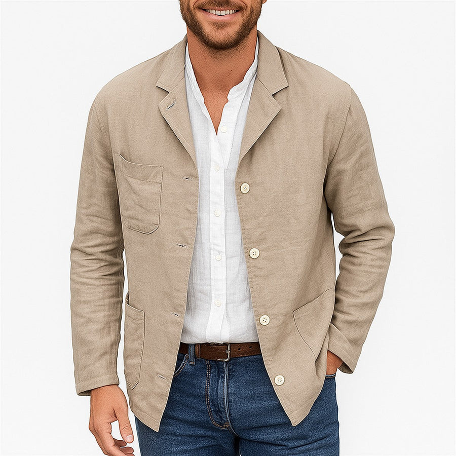 Nora-Mercedes | Women's Linen Short-Sleeve Tailored Blazer