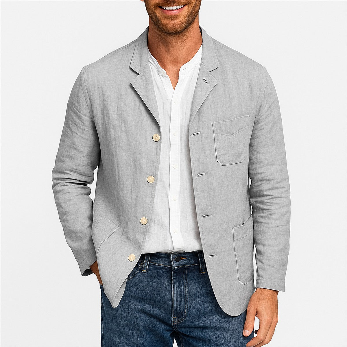 Nora-Mercedes | Women's Linen Short-Sleeve Tailored Blazer