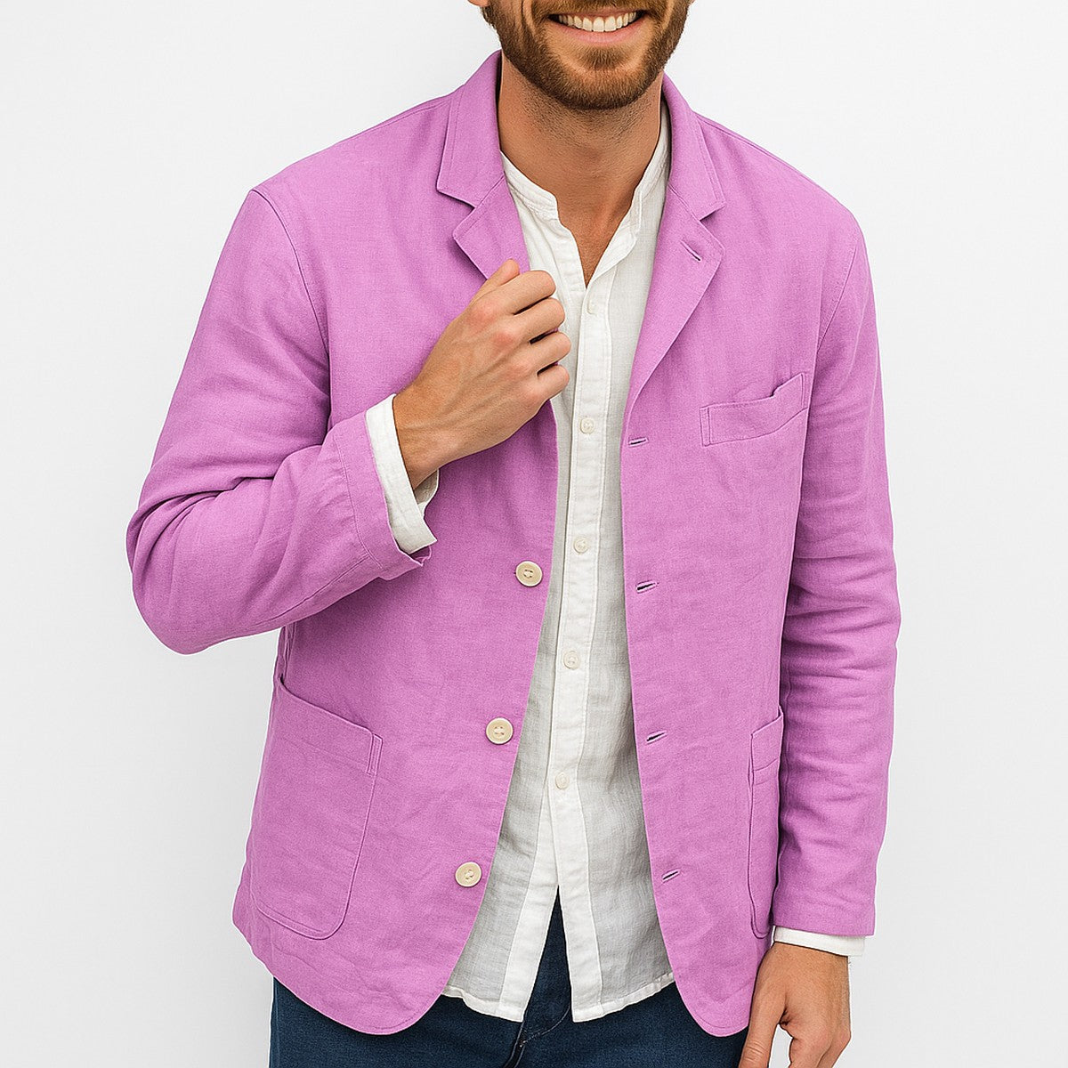 Nora-Mercedes | Women's Linen Short-Sleeve Tailored Blazer
