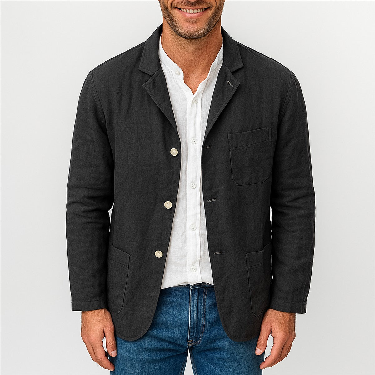 Nora-Mercedes | Women's Linen Short-Sleeve Tailored Blazer