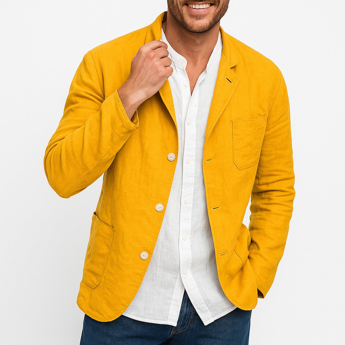 Nora-Mercedes | Women's Linen Short-Sleeve Tailored Blazer