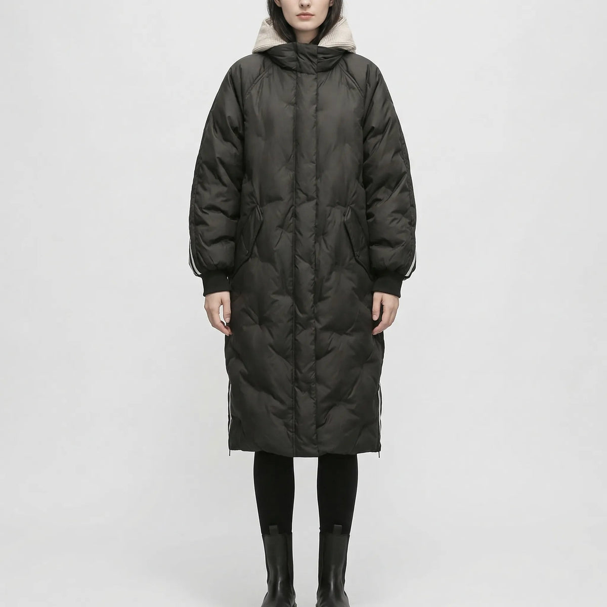 Cecile-Simone | Women's Long Hooded Quilted Trench Coat