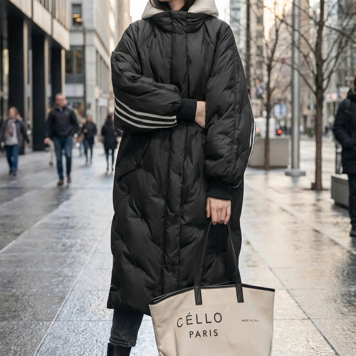 Cecile-Simone | Women's Long Hooded Quilted Trench Coat