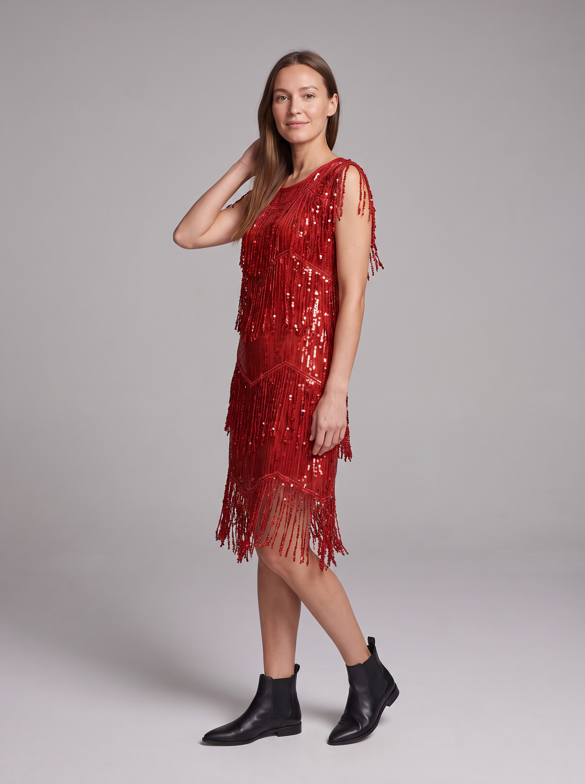 Louisa-Nella | Women's Long-Sleeve Sequin Mini Dress