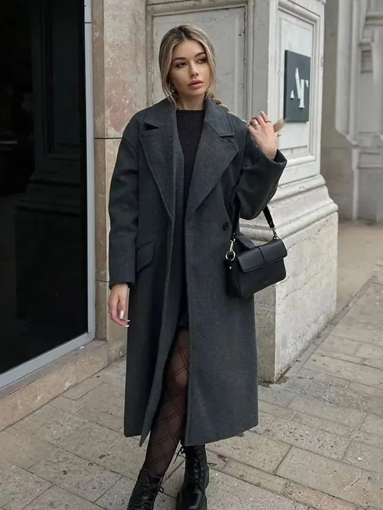 Stella-Astrid | Women's Longline Open-Front Trench Coat