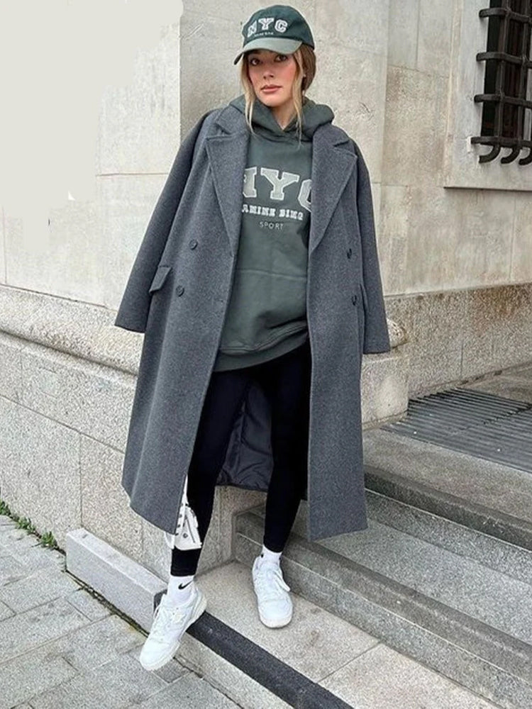 Stella-Astrid | Women's Longline Open-Front Trench Coat