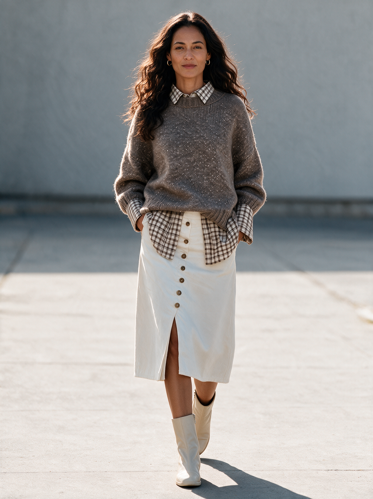 Harriet | Women's Marled Cable-Knit Faux Two-Piece Sweater Top