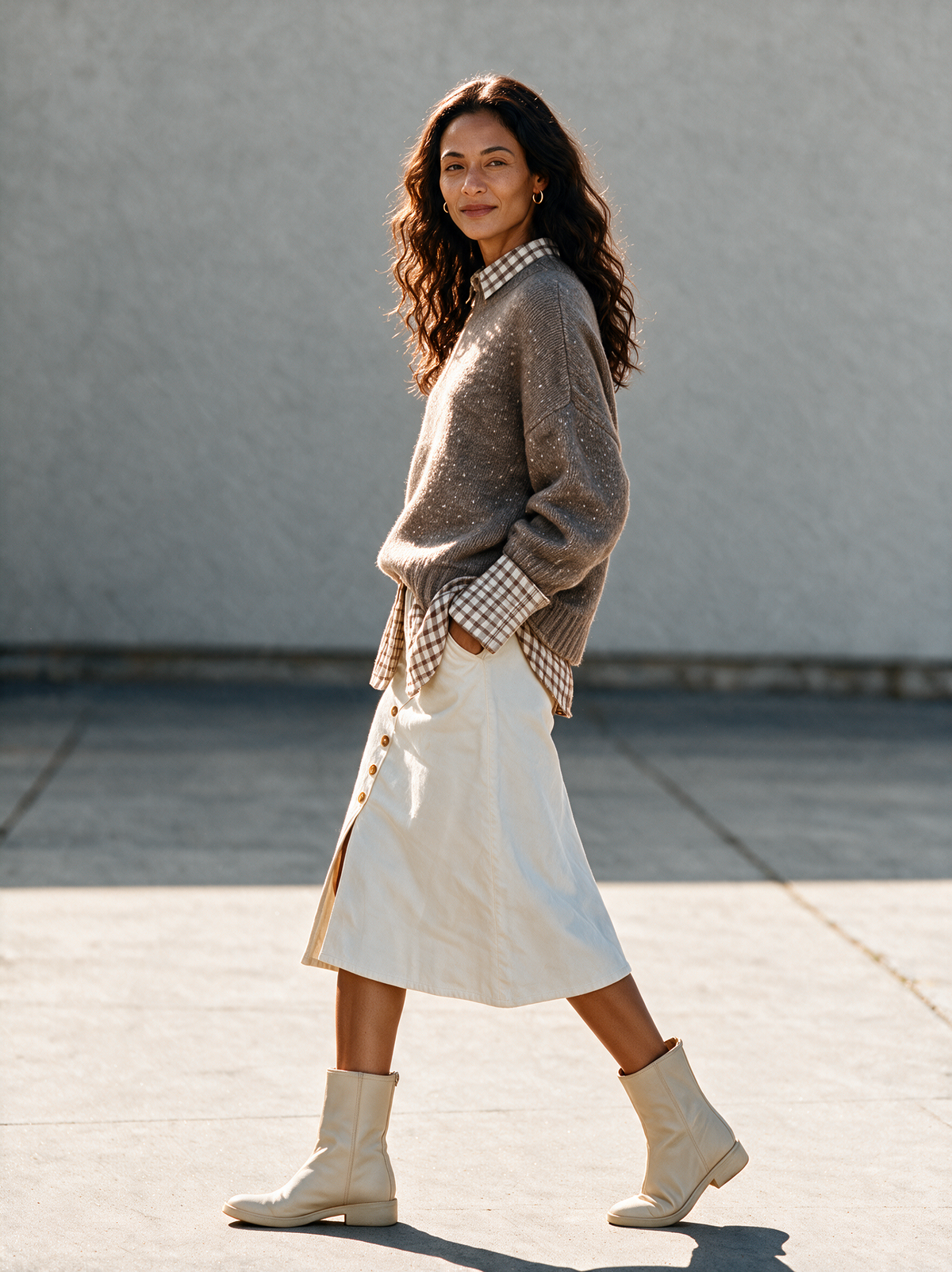 Harriet | Women's Marled Cable-Knit Faux Two-Piece Sweater Top