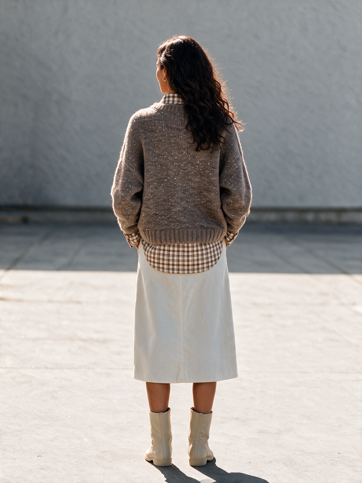 Harriet | Women's Marled Cable-Knit Faux Two-Piece Sweater Top