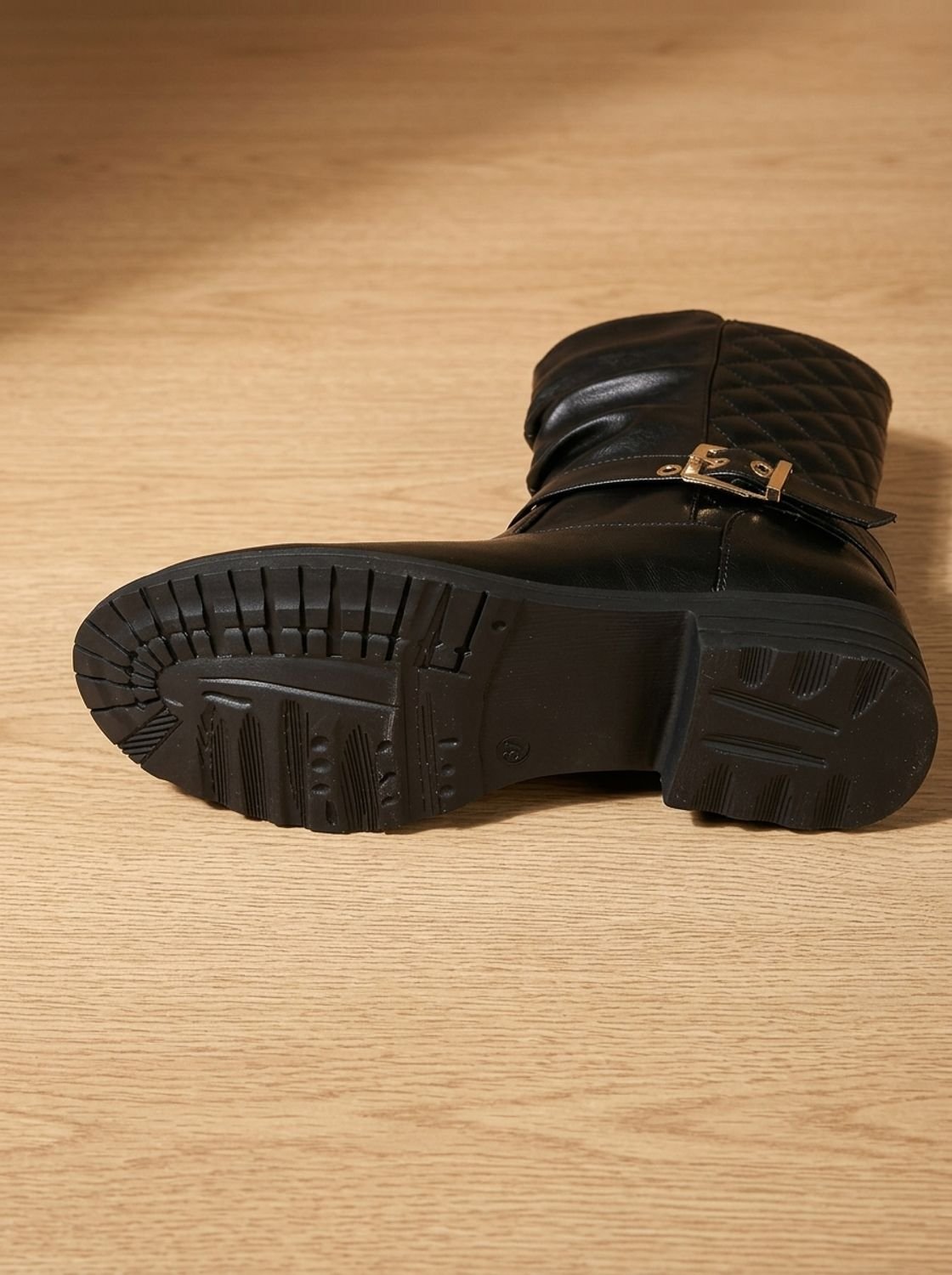 Alba | Women's Mid-Calf Slouch Boots with Gold Buckle Strap