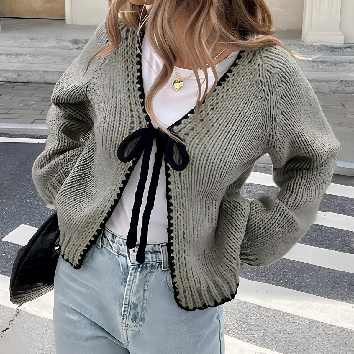 Regina | Women's Open-Front Ribbed Cardigan with Full-Length Sleeves