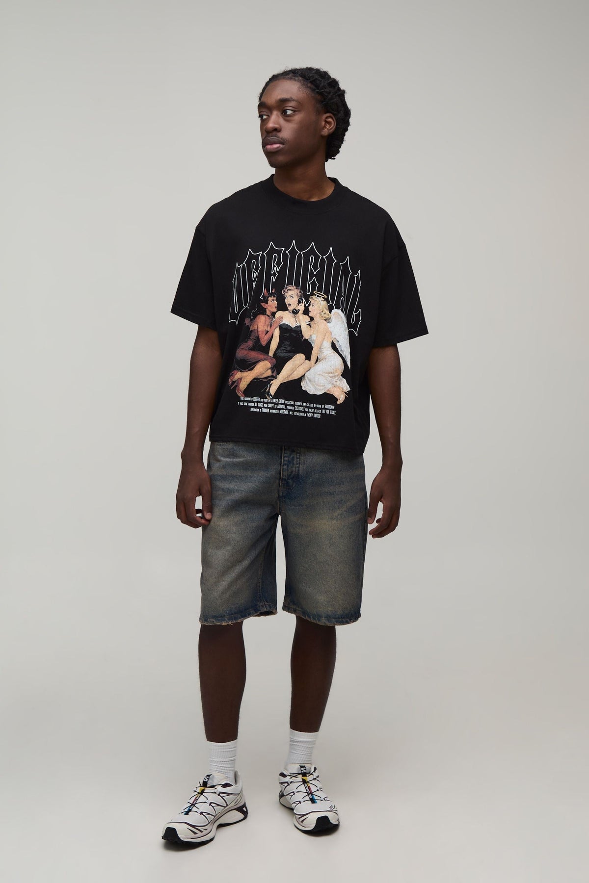 Delia-Gilda | Women's Oversized Gothic Graphic Cropped Tee