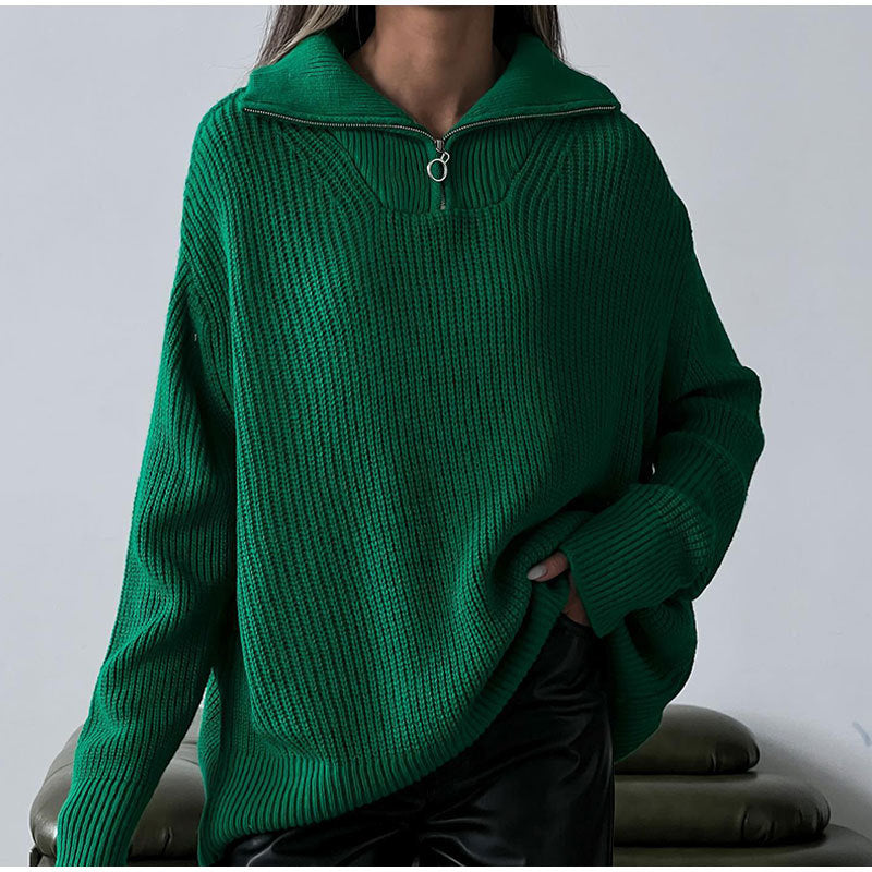 Elsa | Women's Oversized Half-Zip Jumper with Stand Collar