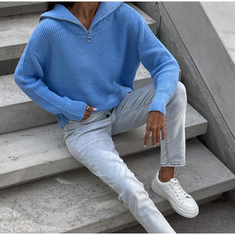 Elsa | Women's Oversized Half-Zip Jumper with Stand Collar