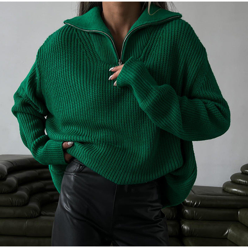 Elsa | Women's Oversized Half-Zip Jumper with Stand Collar