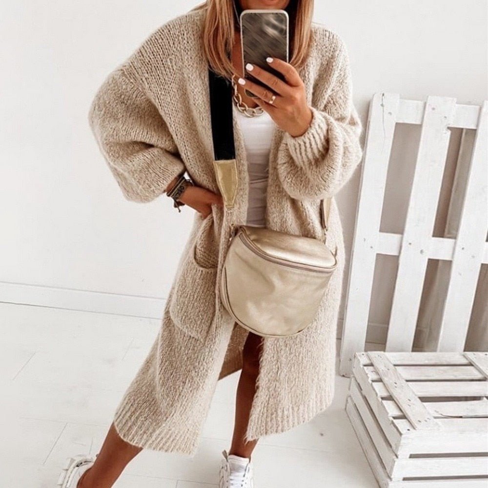 Rosemary | Women's Oversized Open-Front Cardigan with Balloon Sleeves