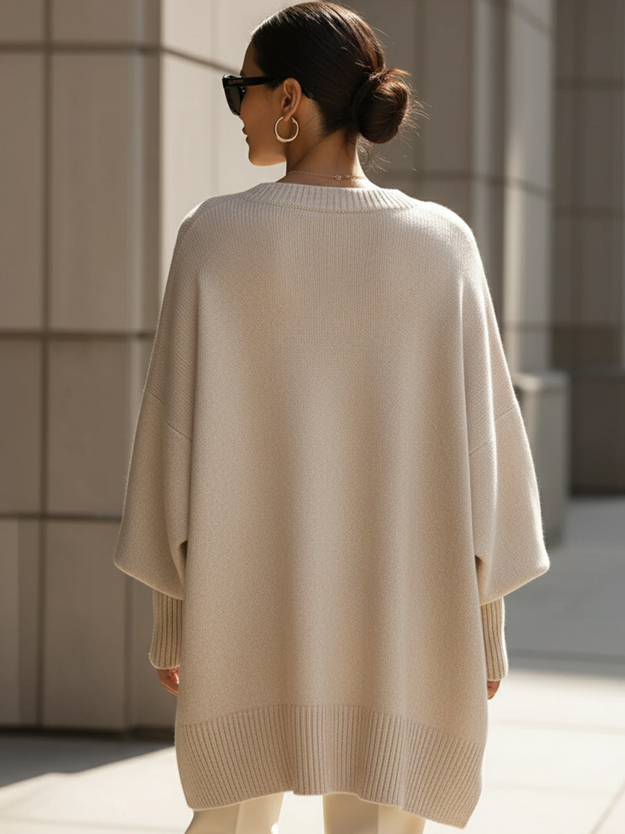 Miriam | Women's Oversized Ribbed-Knit Crewneck Sweater