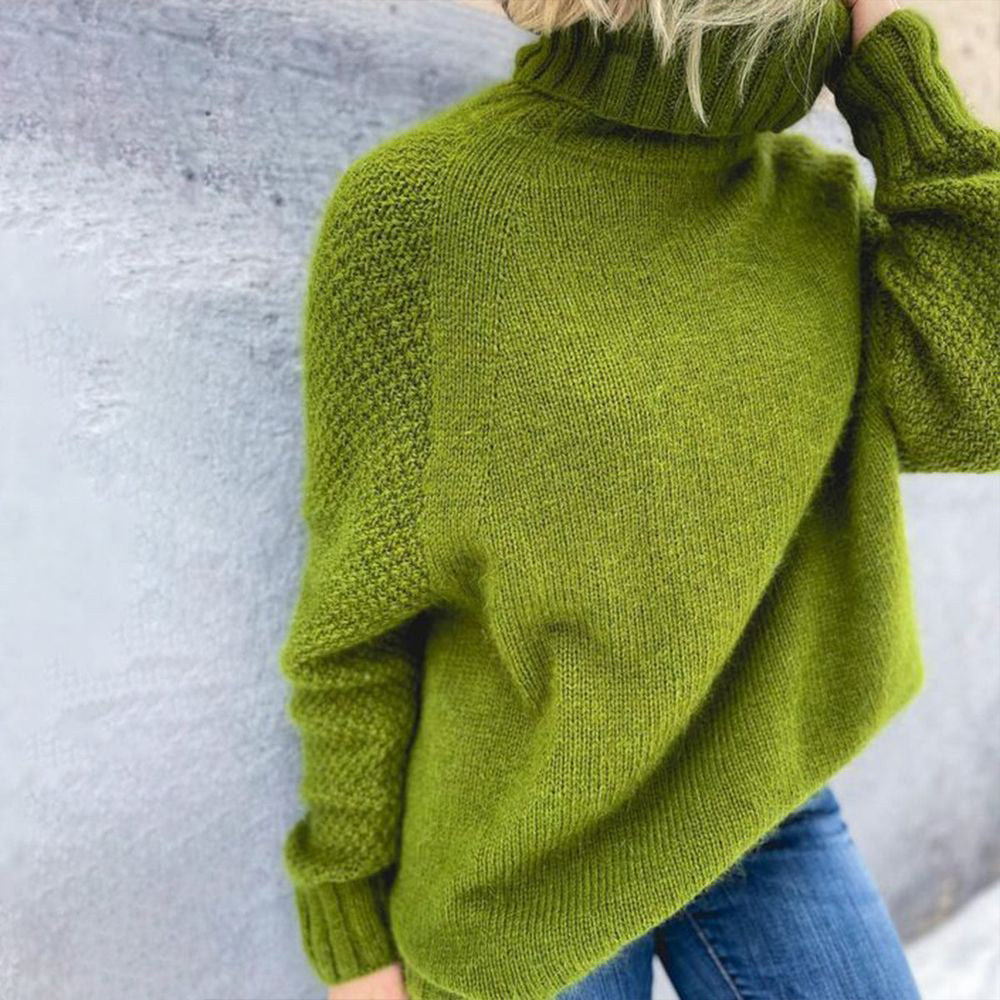 Olive-Pearl | Women's Oversized Turtleneck Jumper