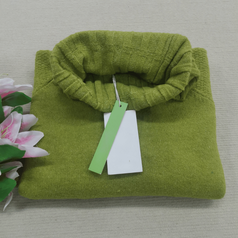 Olive-Pearl | Women's Oversized Turtleneck Jumper