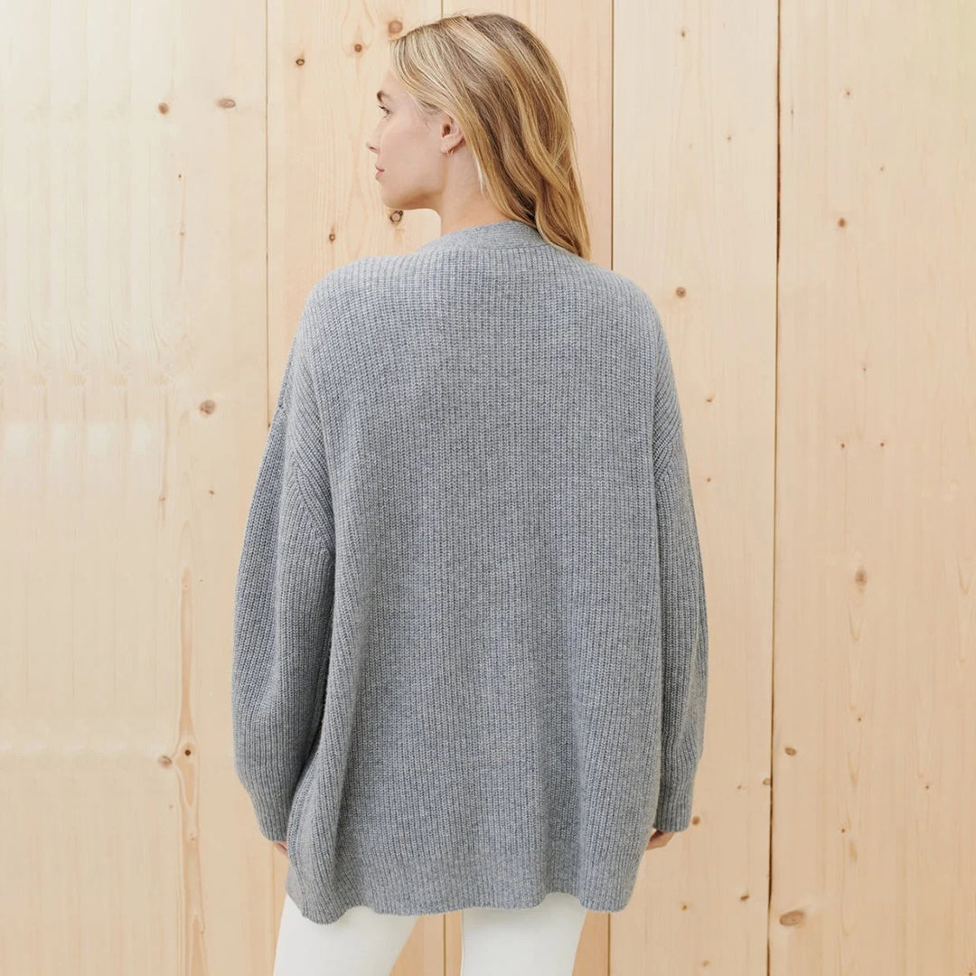 Hazel-Judith | Women's Oversized V-Neck Ribbed Cardigan