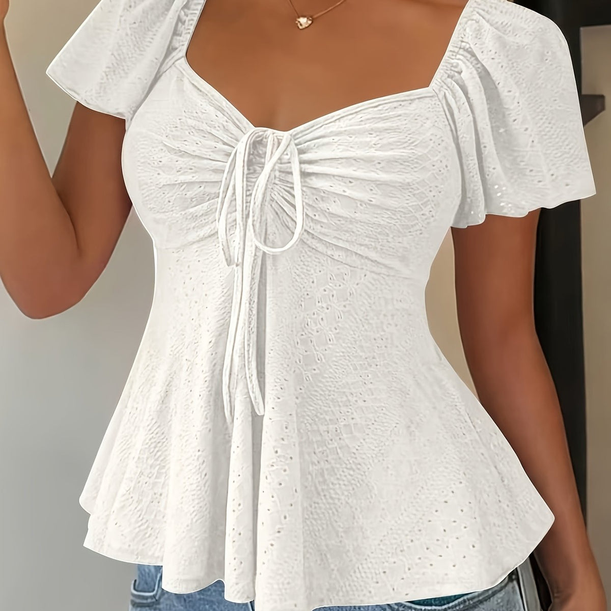 Bianca-Louisa | Women's Peplum Puff-Sleeve Blouse