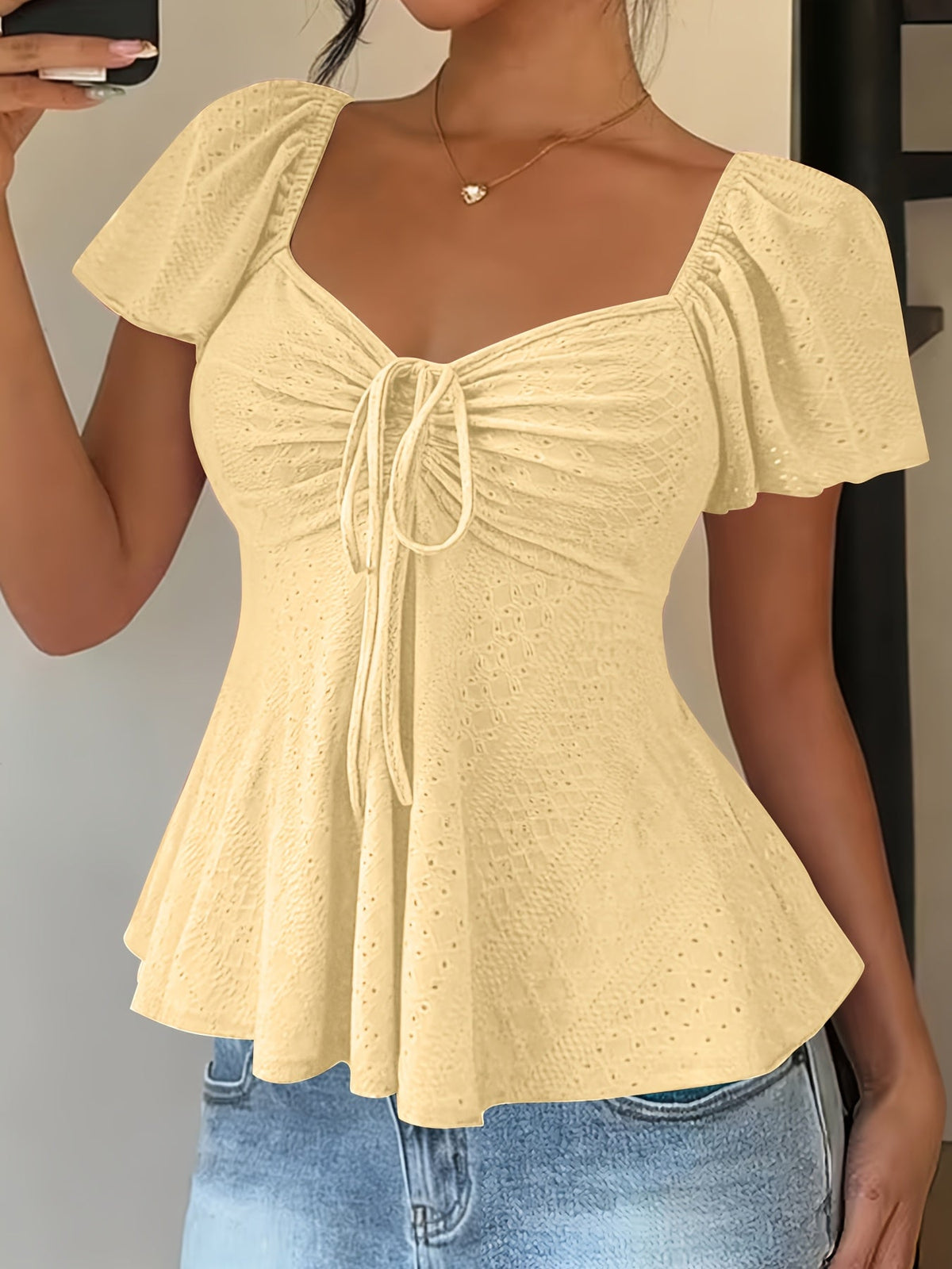 Bianca-Louisa | Women's Peplum Puff-Sleeve Blouse