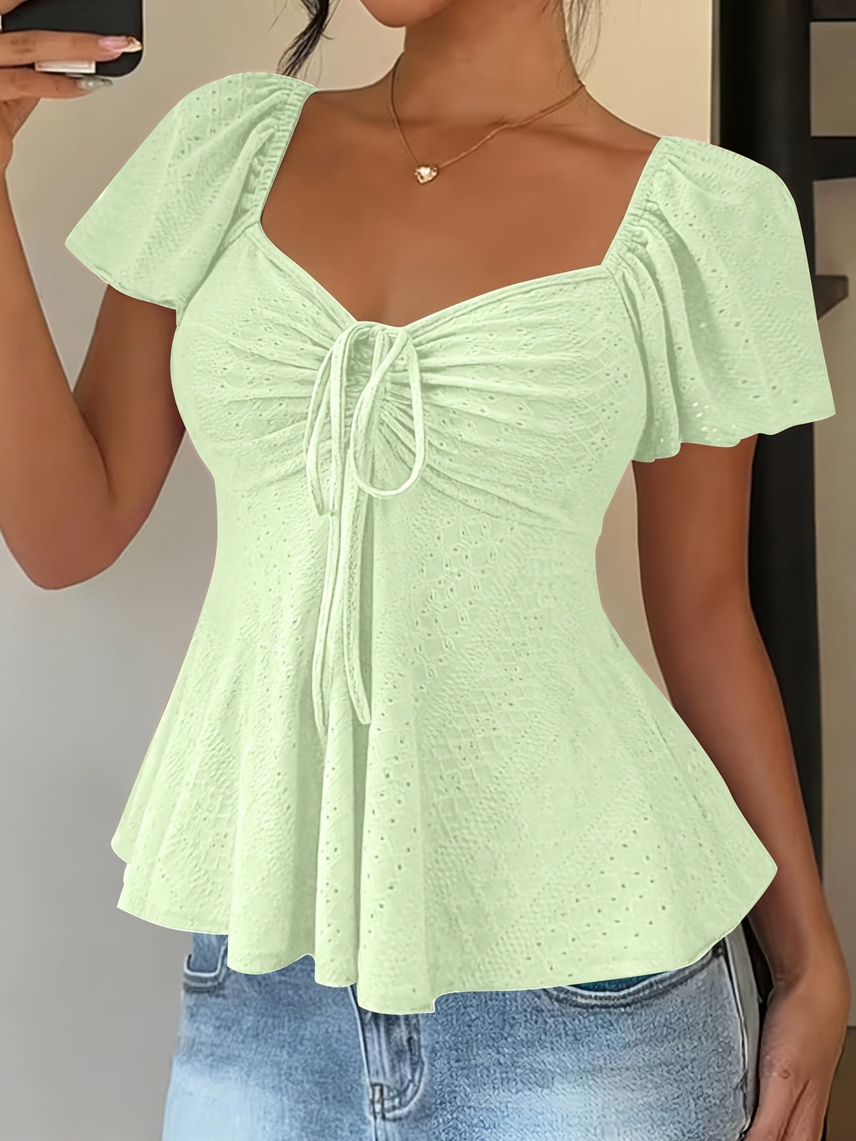 Bianca-Louisa | Women's Peplum Puff-Sleeve Blouse